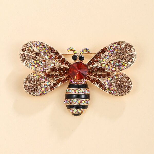 

Rhinestone Decor Bee Design Brooch, Multicolor