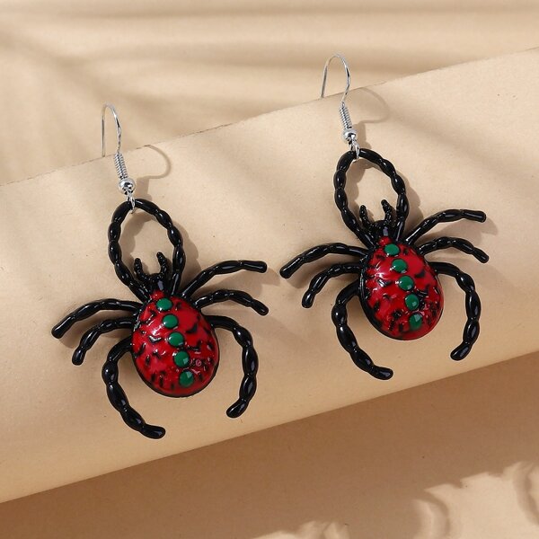 

Spider Decor Drop Earrings, Black