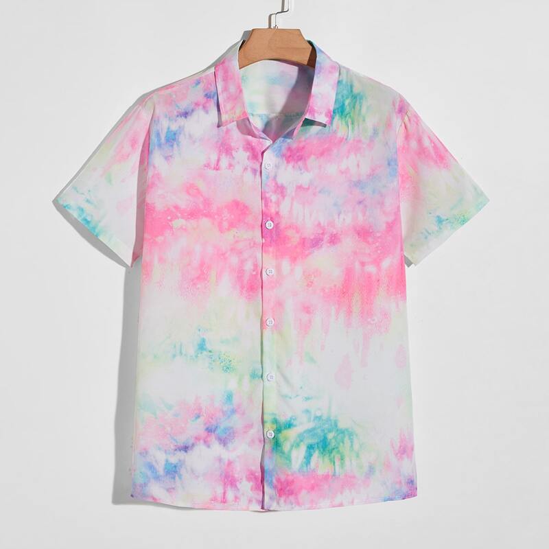 

Guys Tie Dye Button Front Shirt, Multicolor