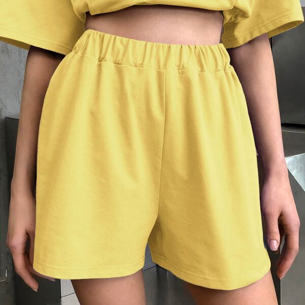 

Elastic Waist Track Shorts, Yellow