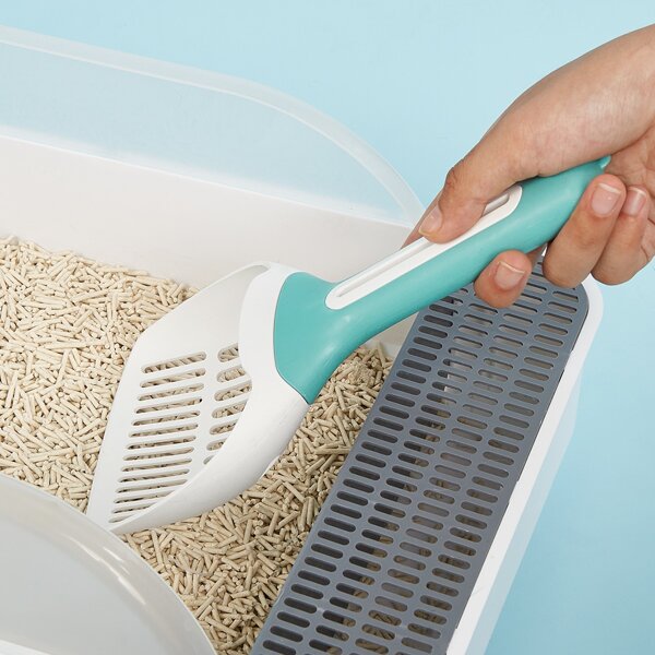 

1pc Color Block Cat Litter Shovel, Multicolor
