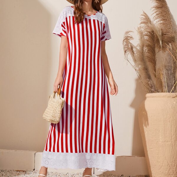 

Платье с полосками, Красный и белый