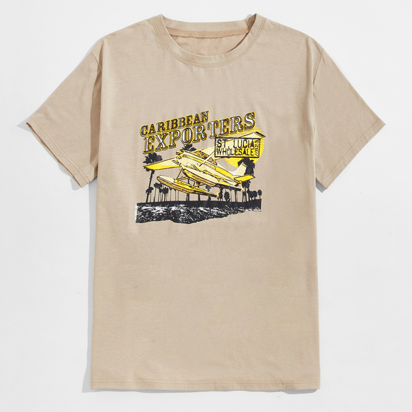 

Guys Letter Airplane Graphic Tee, Khaki