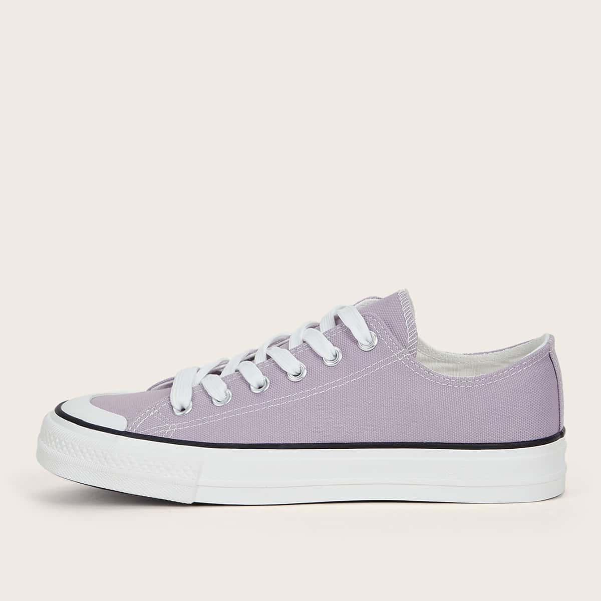 

Lace Up Front Canvas Shoes, Purple