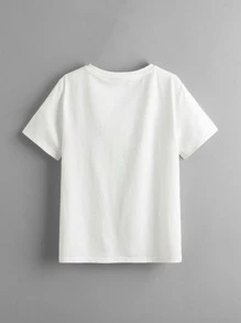 SHEIN Camiseta De Manga Corta Para Niños Con Gráficos De Caricaturas - Blanco - Ver 2