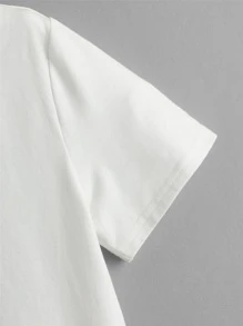 SHEIN Camiseta De Manga Corta Para Niños Con Gráficos De Caricaturas - Blanco - Ver 4