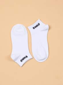Letter Graphic Ankle Socks - White - View 2