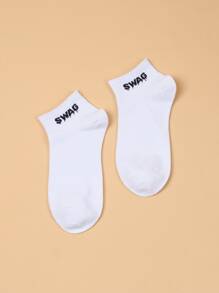 Letter Graphic Ankle Socks - White - View 3