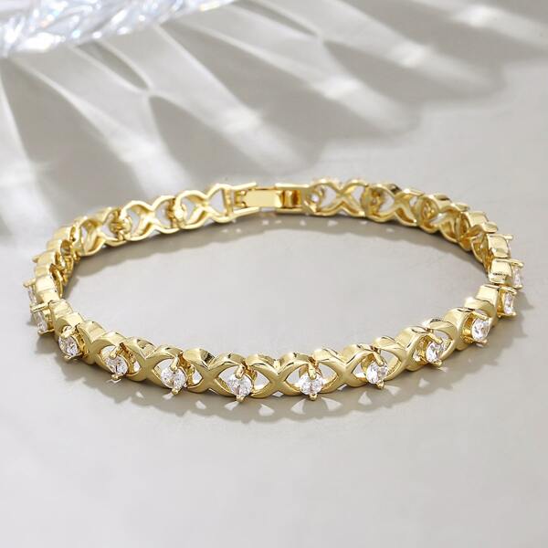 

Zircon Decor Link Bracelet, Gold