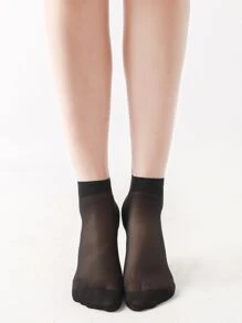 Calcetines Transparente Liso - Negro - Ver 6