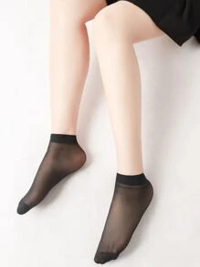 Calcetines Transparente Liso - Negro - Ver 7
