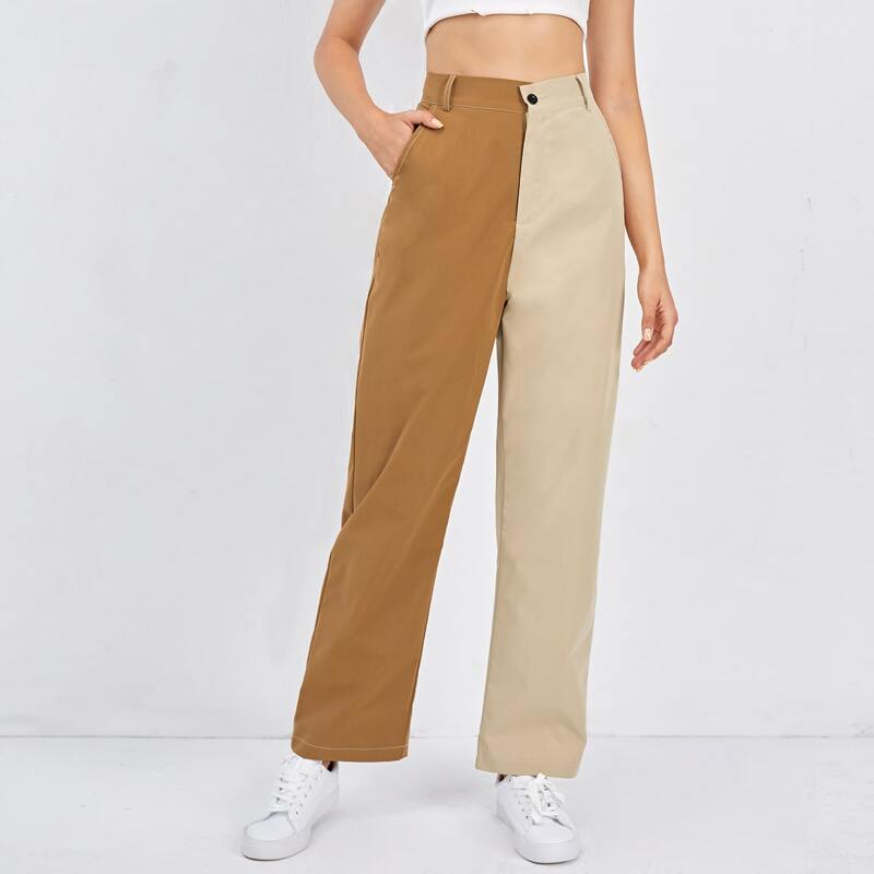 

Two Tone Straight Leg Pants, Multicolor