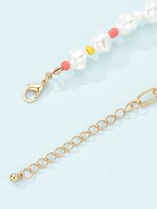 假珍珠裝飾手鍊 - 白色 - 查看 3