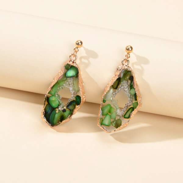 

Irregular Drop Earrings, Green