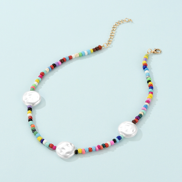 

Faux Pearl Decor Beaded Necklace, Multicolor
