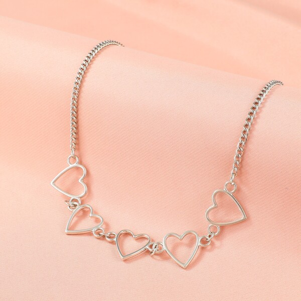 

Heart Decor Necklace, Silver