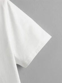 SHEIN Leap Crew Tween Boy Playing Card Shorts Sleeve Tee - White - View 4