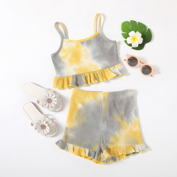 

Toddler Girls Tie Dye Ruffle Trim Cami Top & Shorts, Multicolor