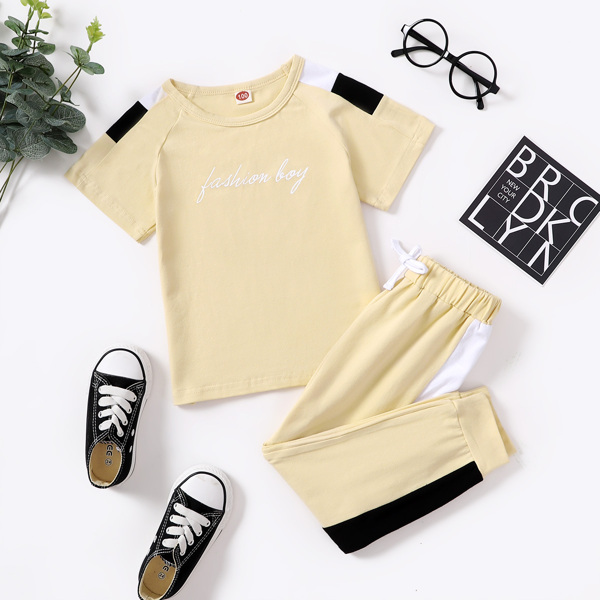 

Toddler Boys Letter Graphic Tee & Sweatpants, Apricot