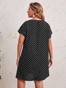 EMERY ROSE Đầm Plus Size Chấm bi Giải trí - màu đen - Xem 2