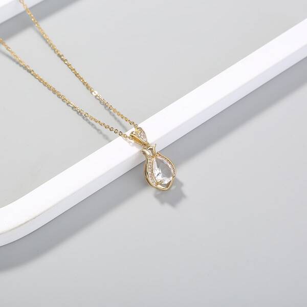 

Water-drop Charm Necklace, Gold
