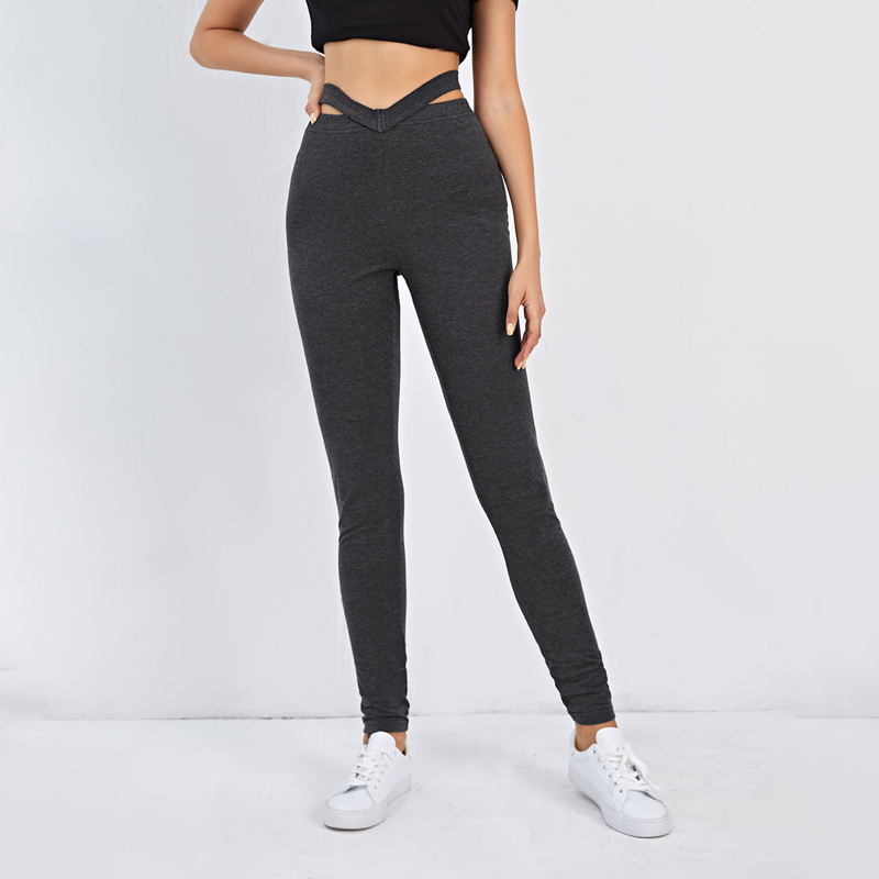 

Solid V Cut Leggings, Dark grey