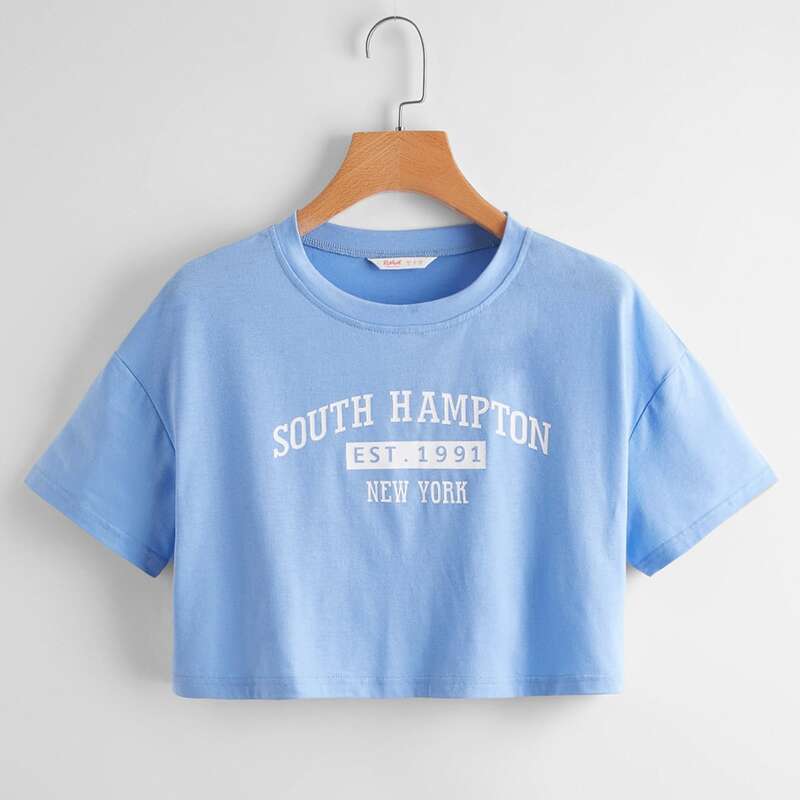 

Letter Crop Tee, Blue