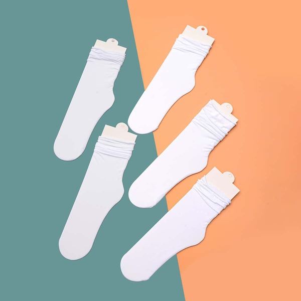 

5pairs Solid Crew Socks, White