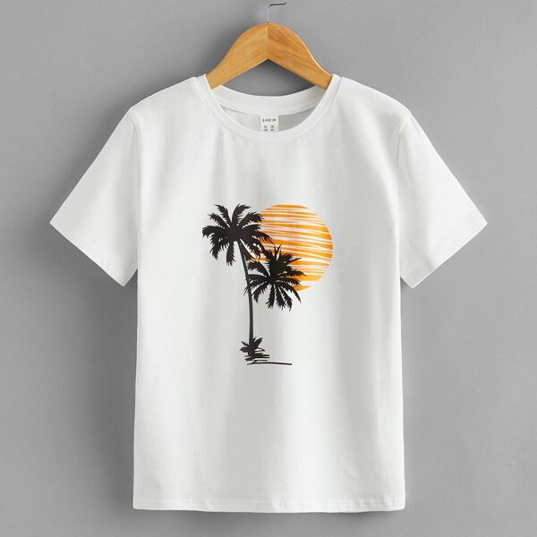 

Boys Tropical Print Tee, White