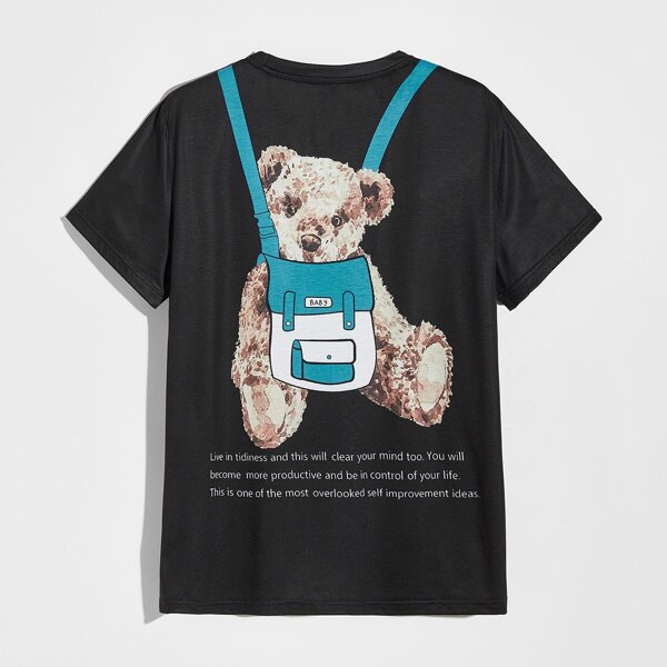 

Men Doll And Slogan Graphic Tee, Black