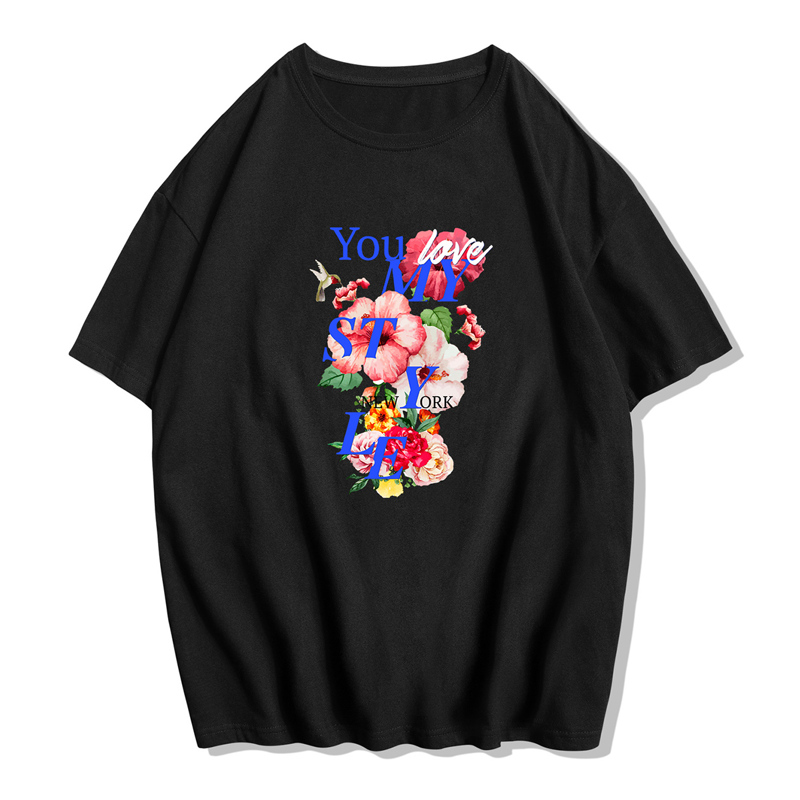 

Guys Letter Floral Graphic Tee, Black