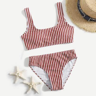 Girls Striped Bikini Swimsuit