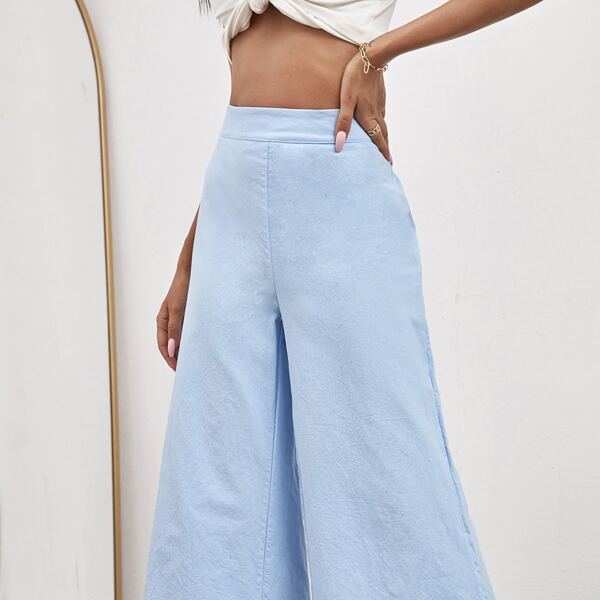 

High Waist Wide Leg Pants, Baby blue