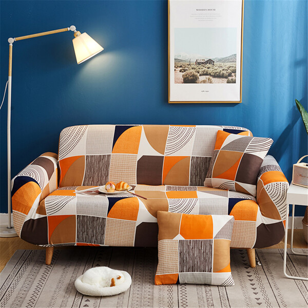 

Geometric Pattern Sofa Cover & 1pc Cushion Cover Without Filler, Multicolor