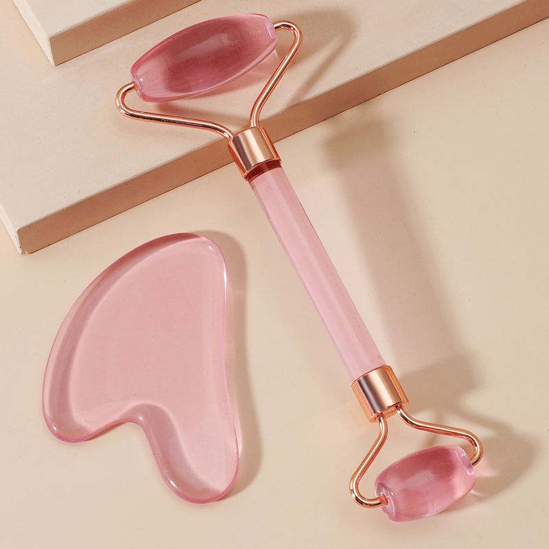 

1pc Facial Roller Massager & 1pc Gua Sha Board, Pink