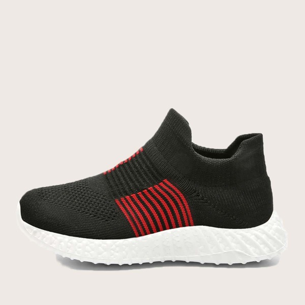 

Girls Striped Knit Sneakers, Black