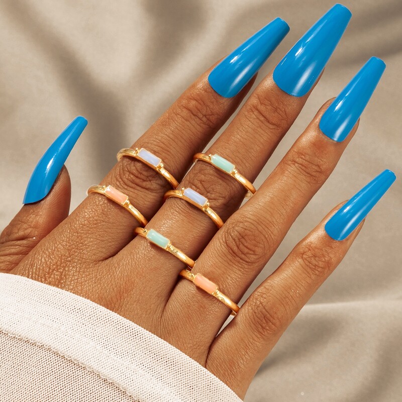 

6pcs Simple Ring, Gold