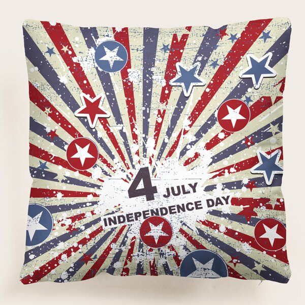 

Independence Day Pattern Cushion Cover Without Filler, Multicolor