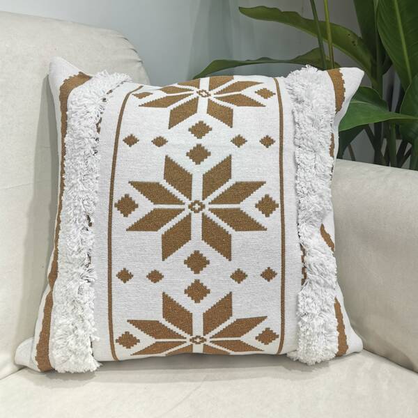 

Geometric Pattern Cushion Cover Without Filler, Mocha brown
