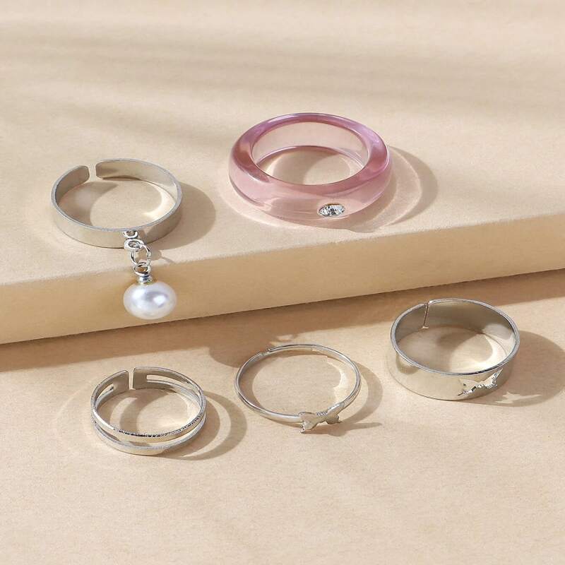 

5pcs Butterfly Decor Ring, Pink