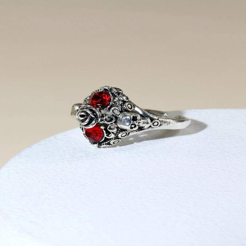 

1pc Skull Decor Ring, Antique silver