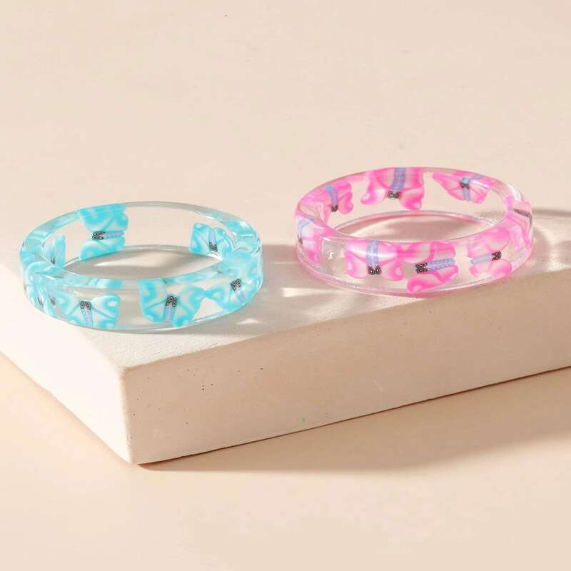 

2pcs Butterfly Resin Ring, Multicolor