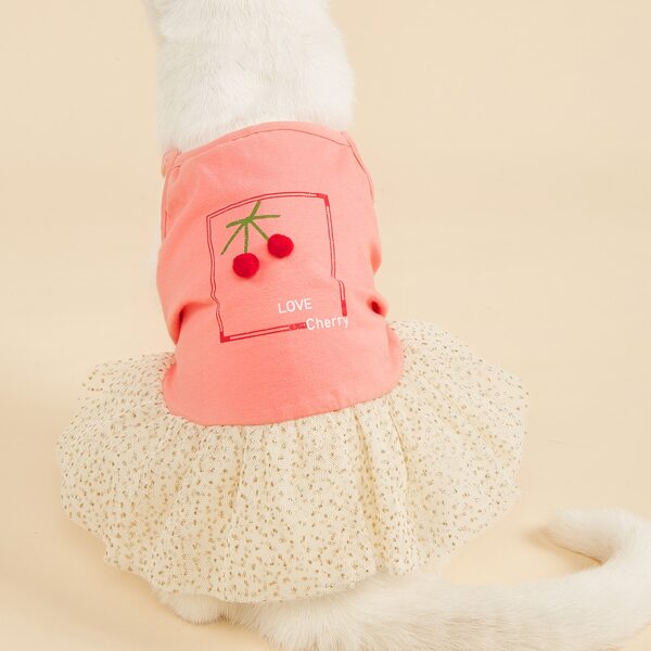 

Cherry Detail Pet Dress, Pink