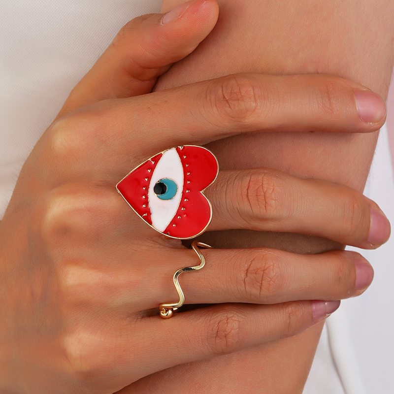 

2pcs Heart Decor Ring, Multicolor