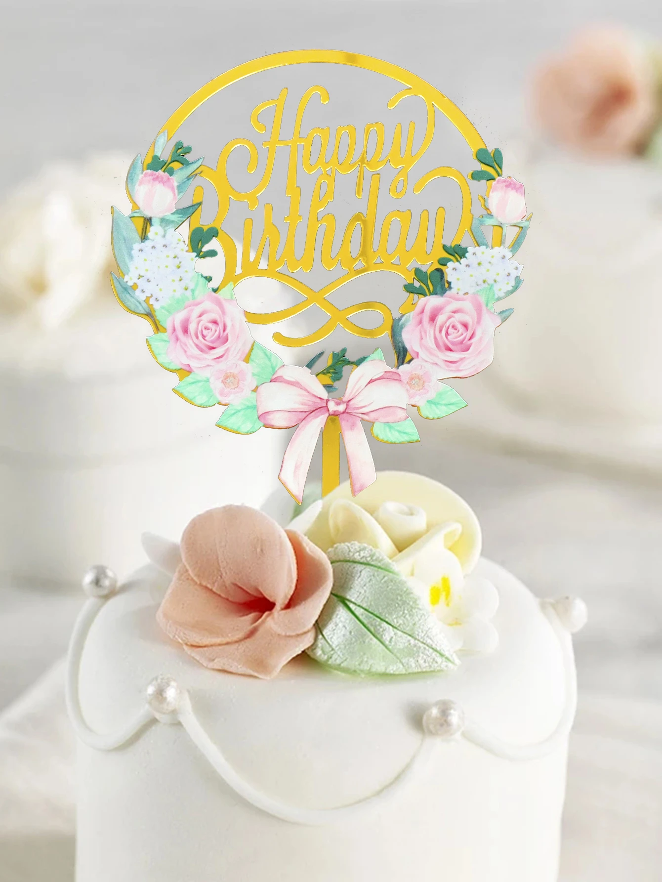 1 Piece Decoration De Gateau D Anniversaire A Imprime Fleur Mode En Ligne Shein France