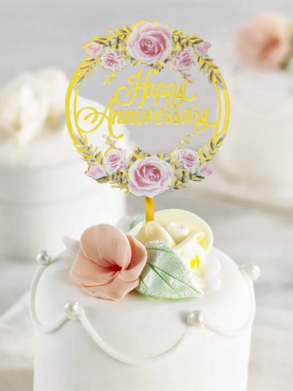 1 Piece Decoration De Gateau D Anniversaire A Imprime Fleur Mode En Ligne Shein France