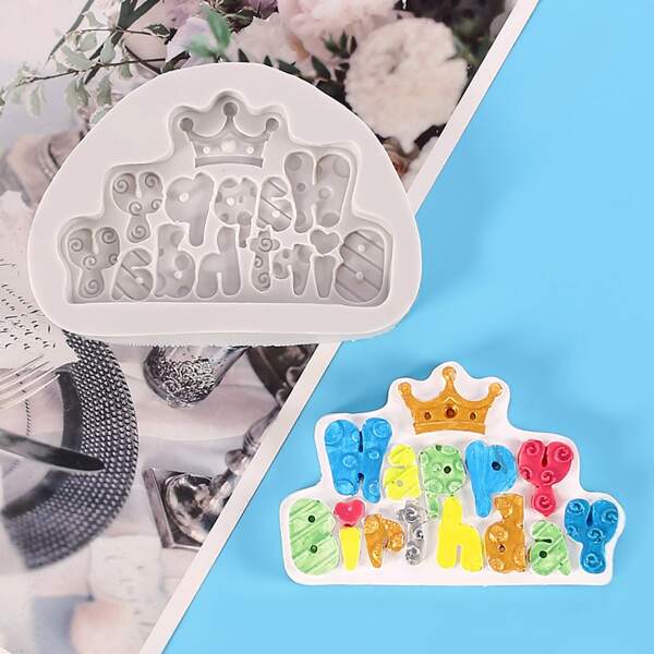 

1шт форма для шоколада с дизайном "Birthday, Белый