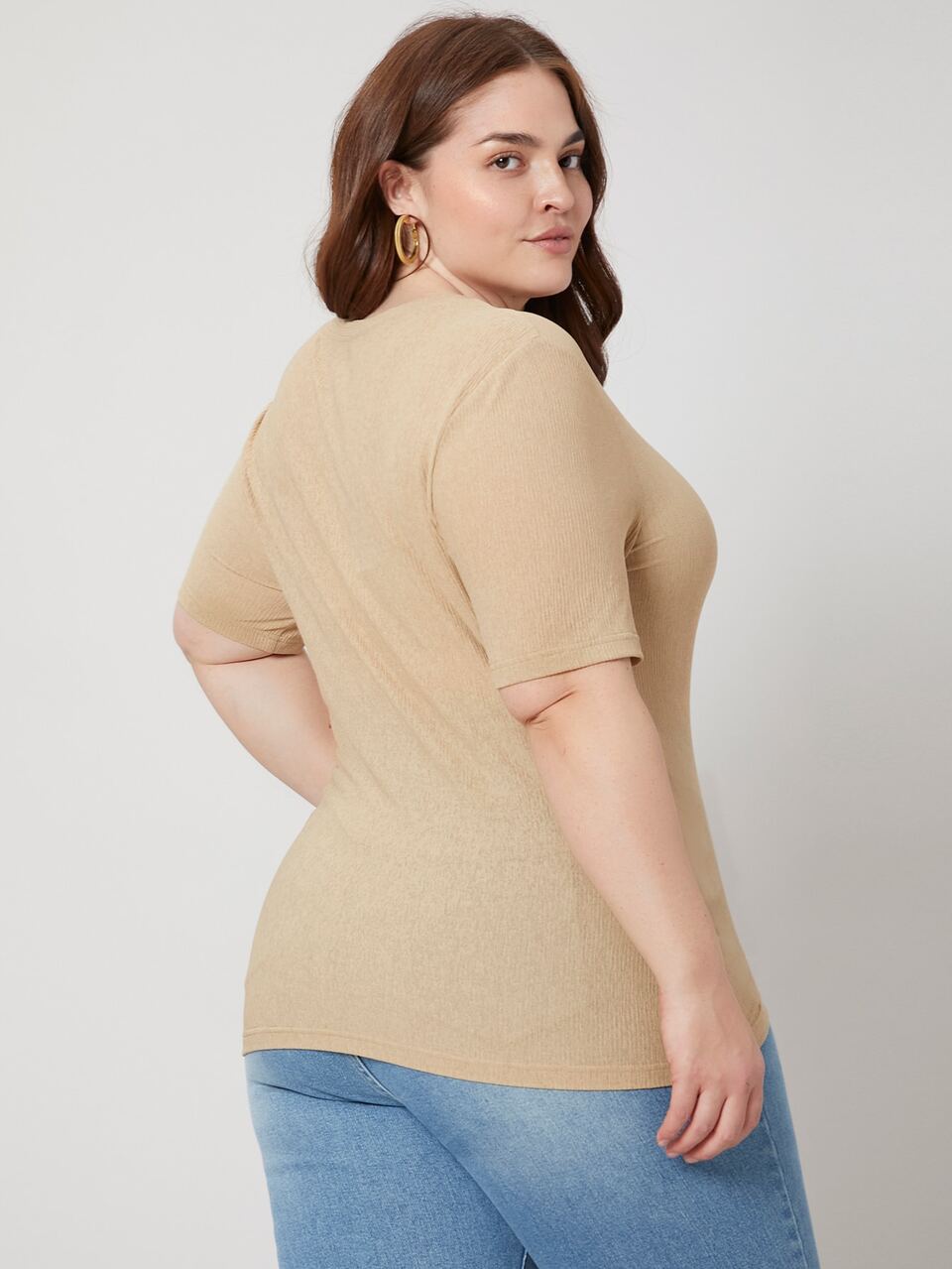 PLUS SLIM RIBBED T-SHIRT