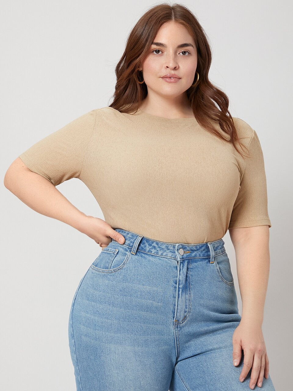 PLUS SLIM RIBBED T-SHIRT