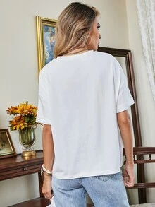 Camiseta con patrón de salpicadura de pintura - Blanco - Ver 2